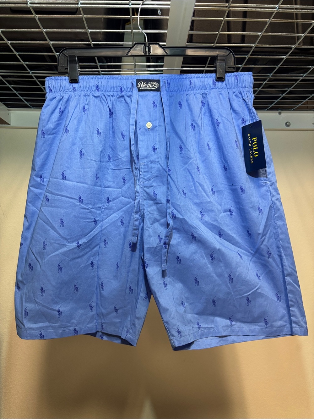 Men’s Large Polo Ralph Lauren Light Blue Sleepwear Shorts W/ Pockets New W/ Tags